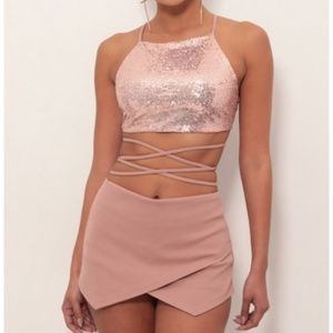 After Party Sequin Set In Dusty Pink